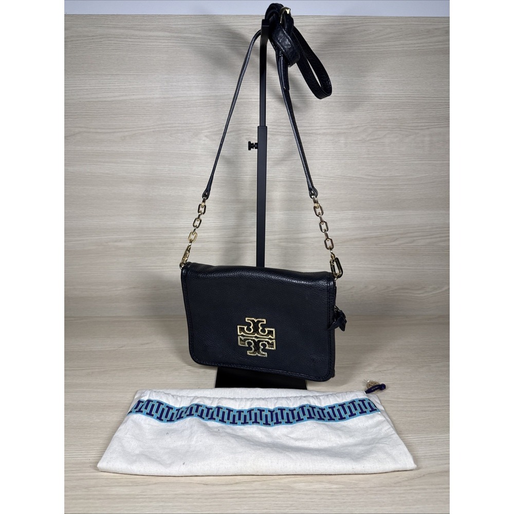 Tory Burch Black crossbody  Bag Gold Hardware Logo Dust Bag
